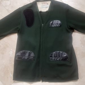 Vintage '60s Paul Graf Wool Shooting Cardigan,Cowhide Pockets,Suede Recoil Patch